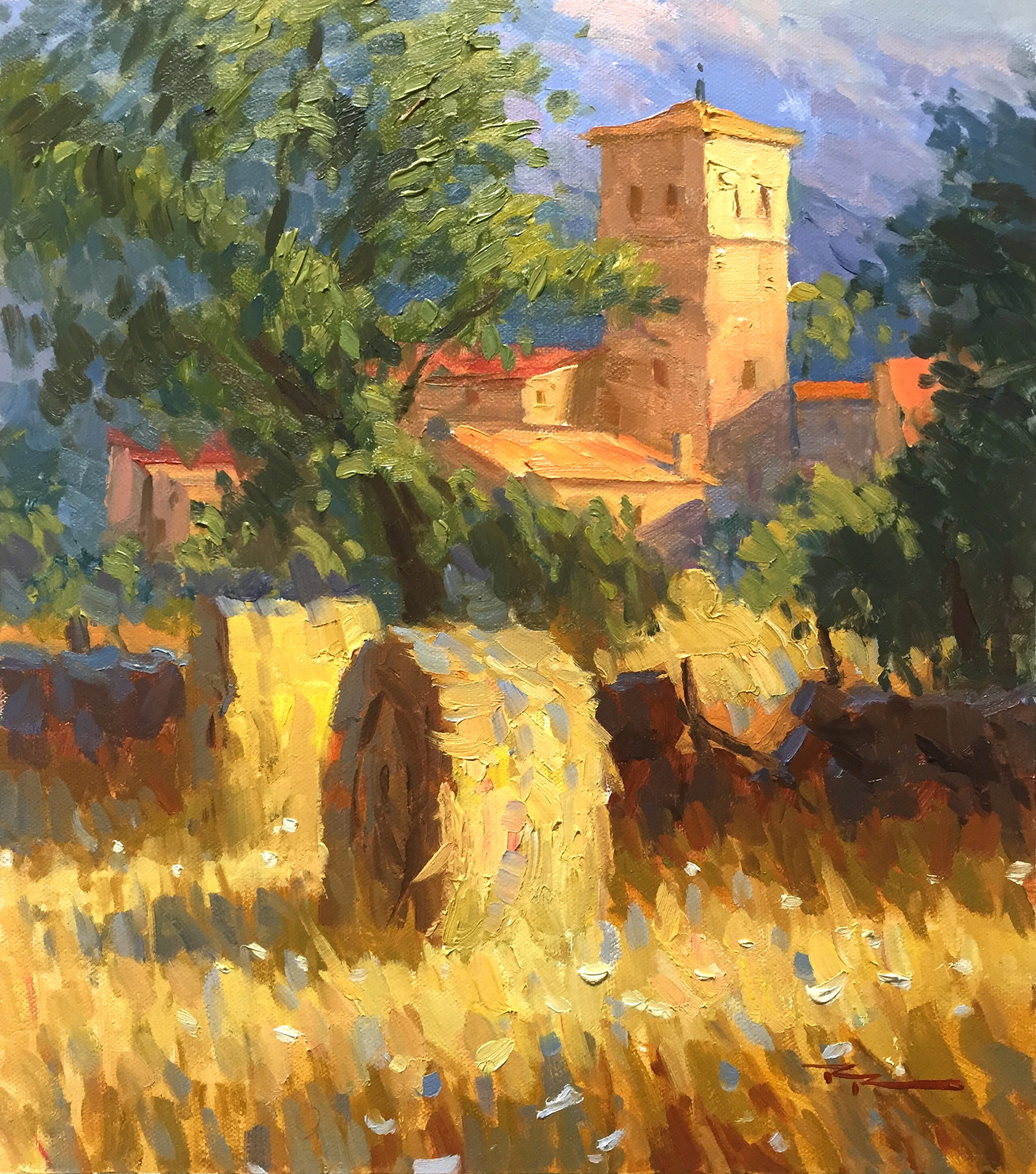 "Hay Bales" 11.5 x 13" Oil on Canvas by Richard Robinson.