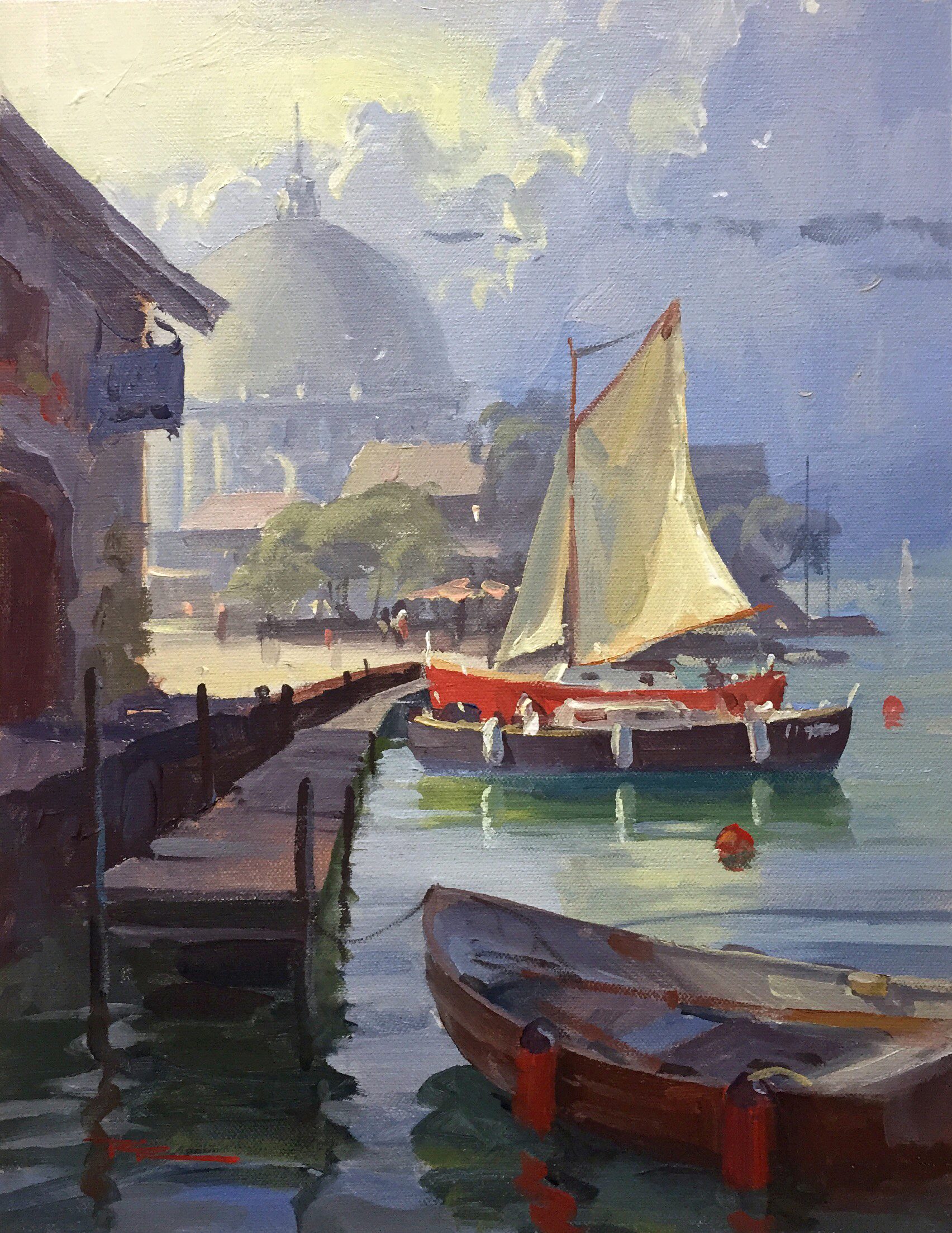 "Safe Harbour" 11 x 13" Acrylic on Canvas by Richard Robinson.
