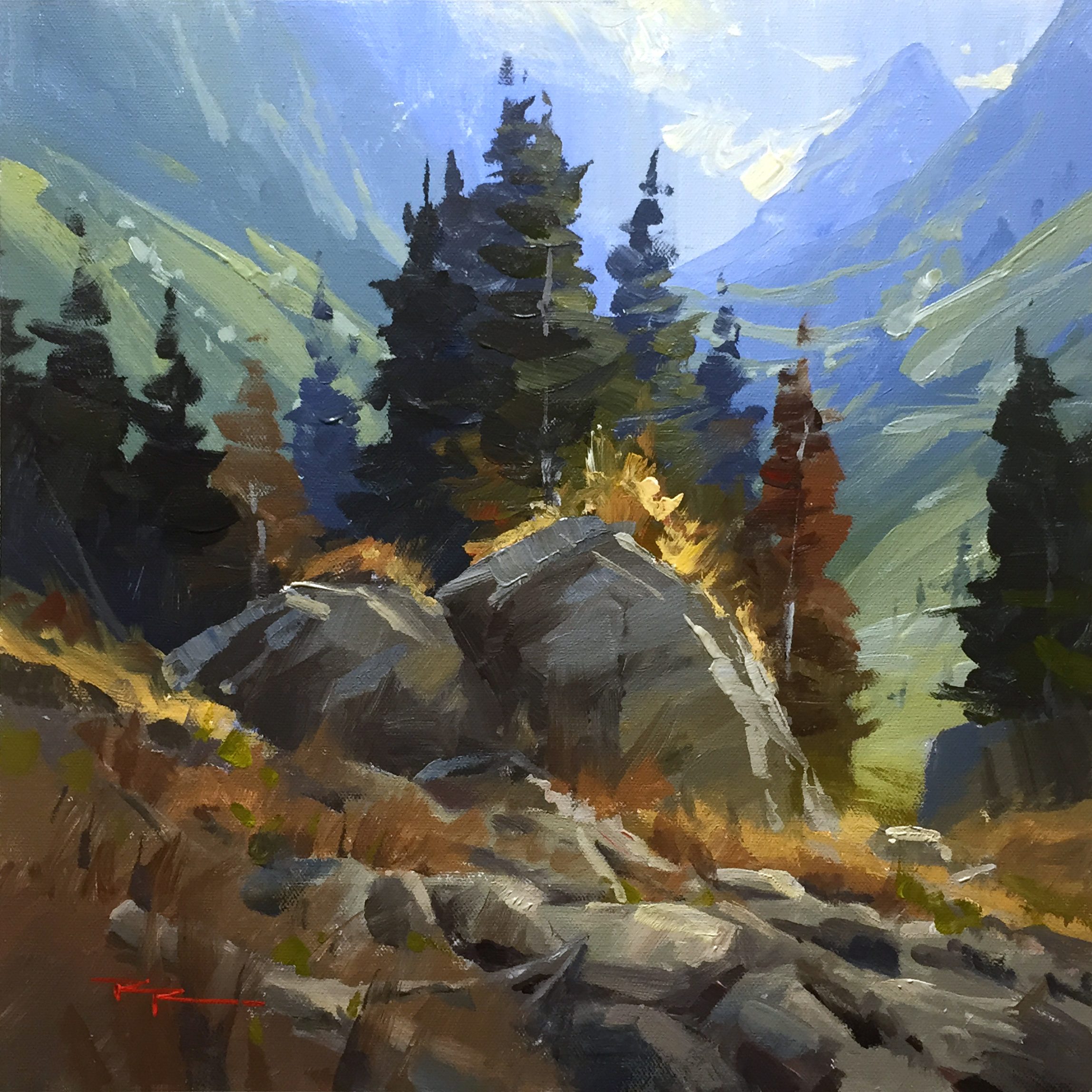 "The French Alps" 13 x 13" Acrylic on Canvas by Richard Robinson