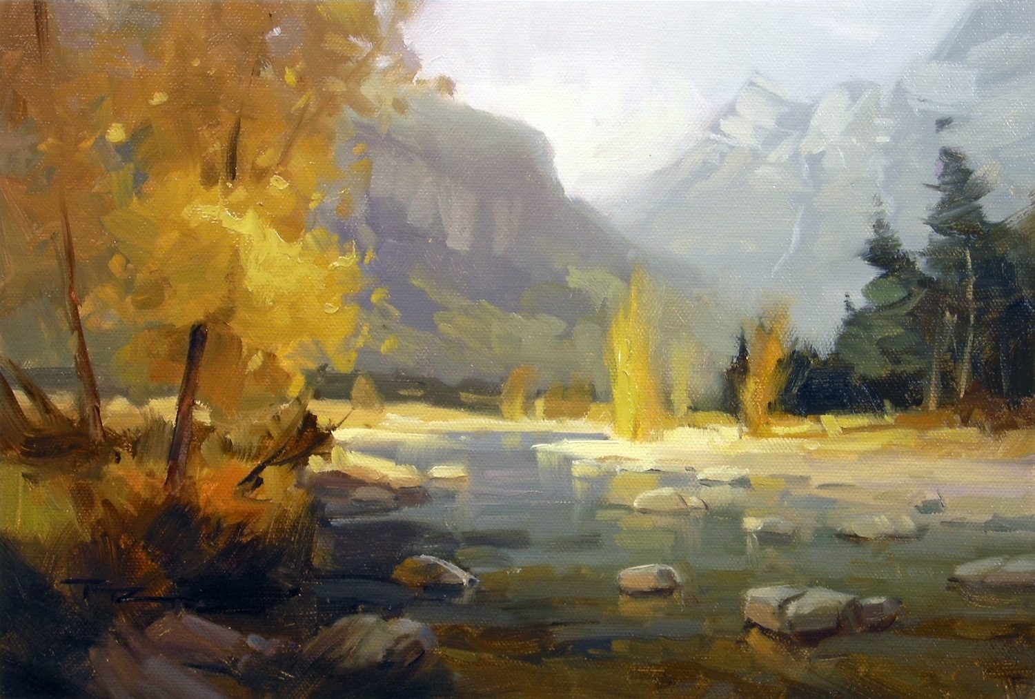 "Chinamans Bluff" by Richard Robinson 14 x 8" Oil on Canvas