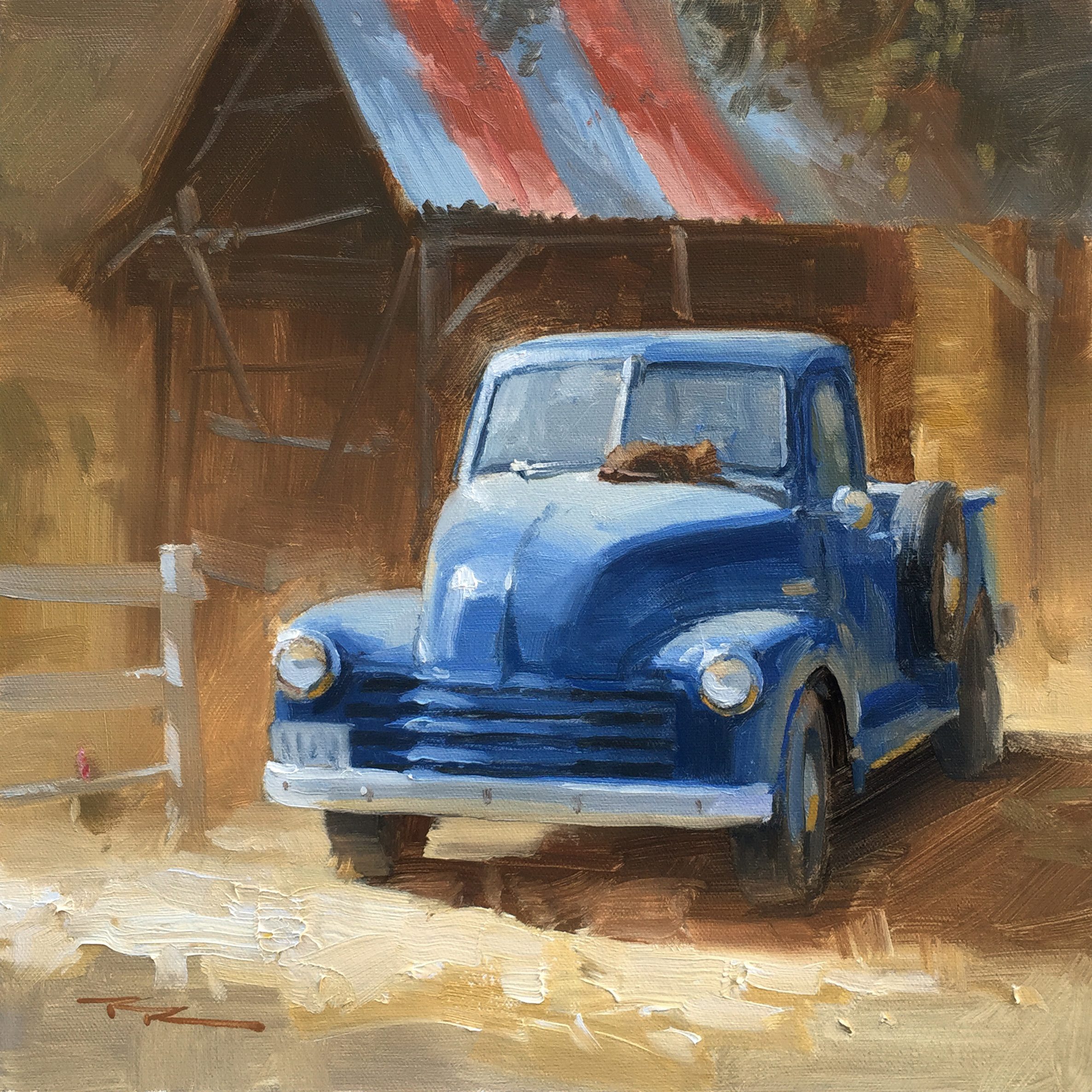 "Old Timers" 13 x 13" Oil on Canvas by Richard Robinson.