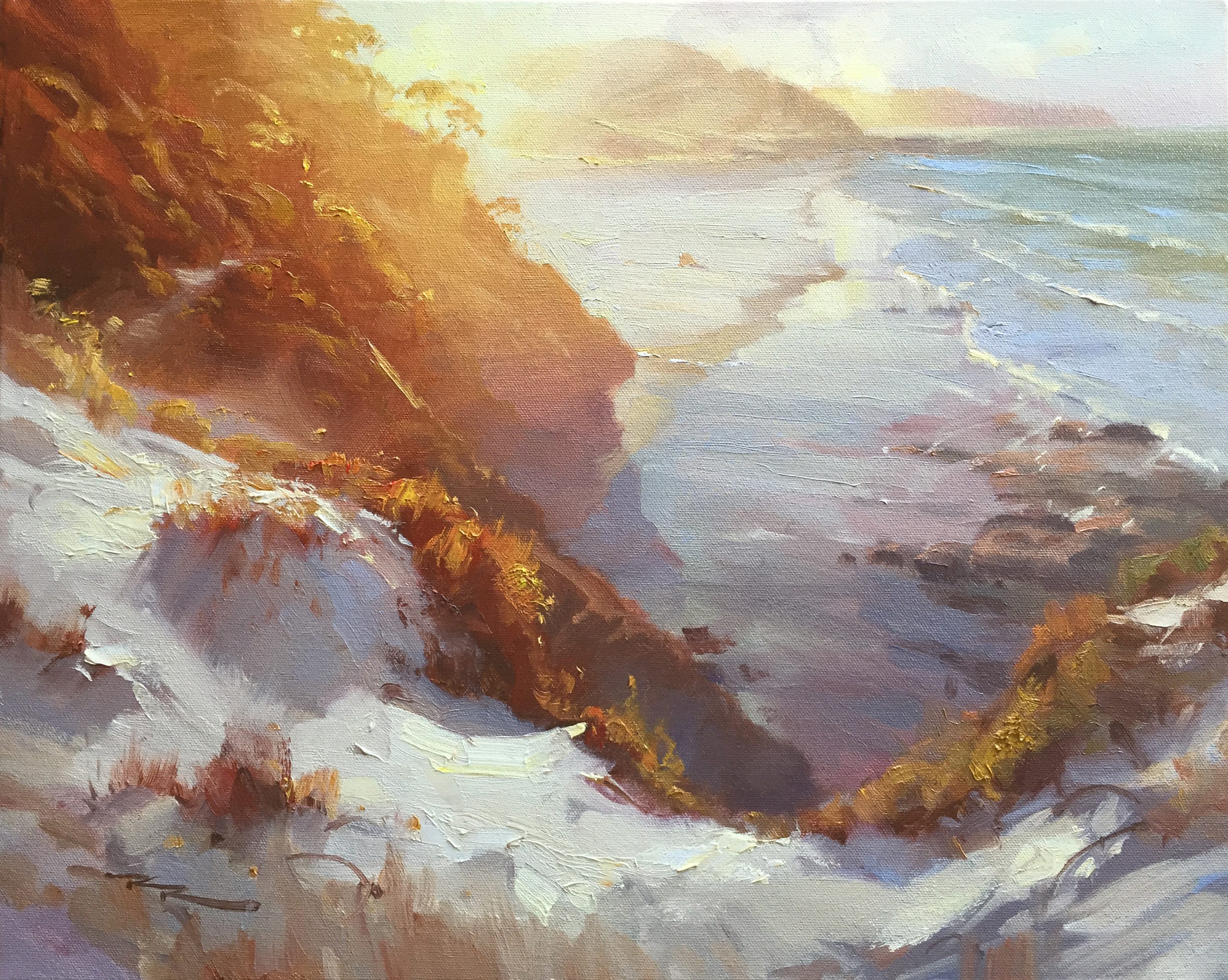 "Sunset Beach" 15.5 x 20" Oil on Canvas by Richard Robinson.