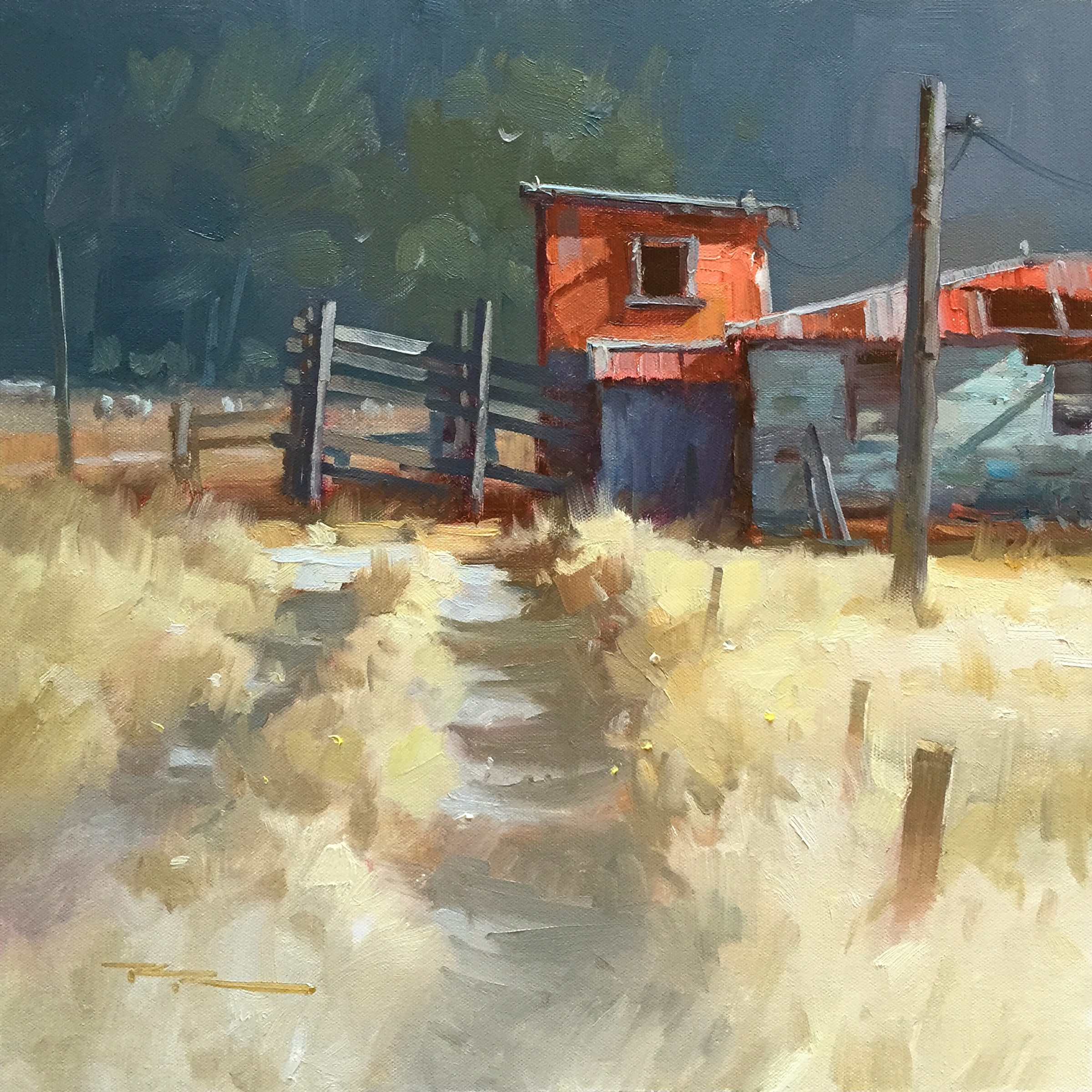 "Country Road" 15x15" Oil on Canvas by Richard Robinson.
