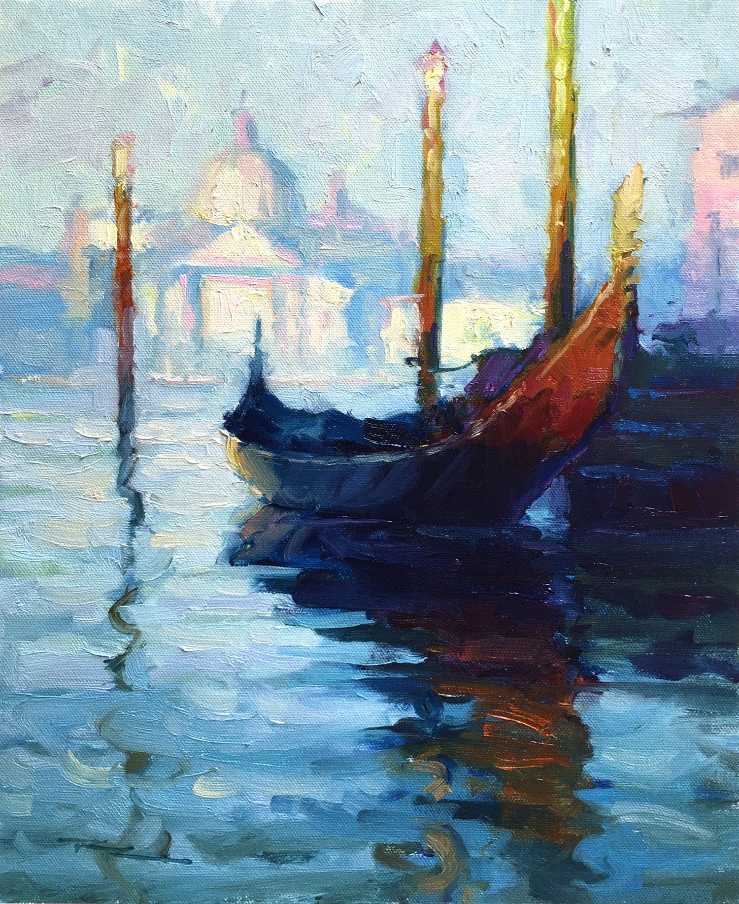 "Gondola in Venice" 11x14" Oil on Canvas by Richard Robinson after Claude Monet.