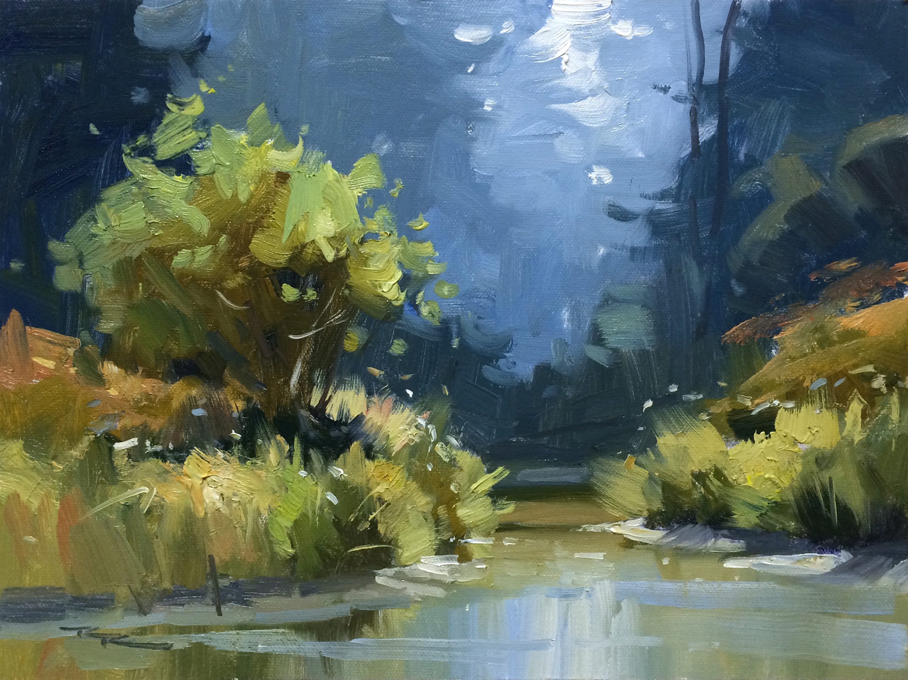 "Up the Creek" 11x14" Oil on Canvas by Richard Robinson.