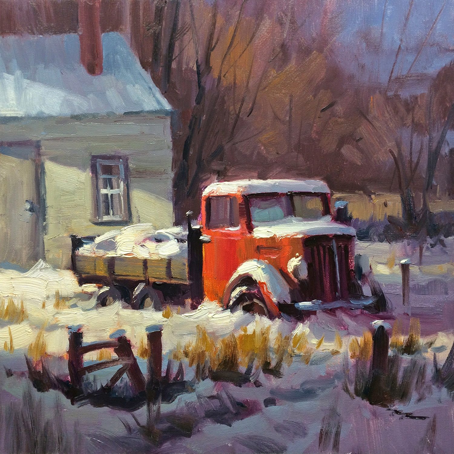 "Snowed In" 14x14" Oil on Canvas by Richard Robinson.