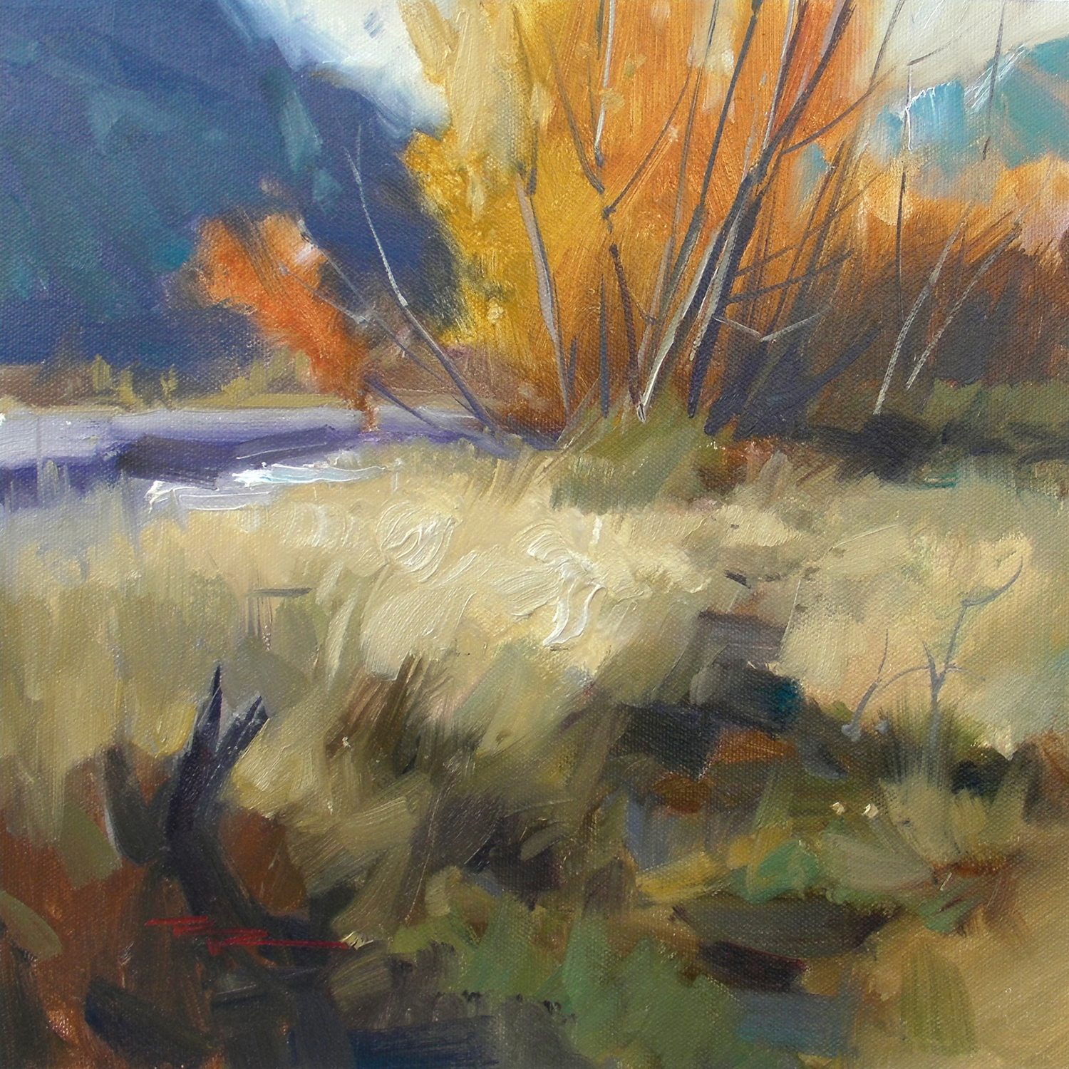 "Last to Fall" 12x12" Oil on Canvas by Richard Robinson