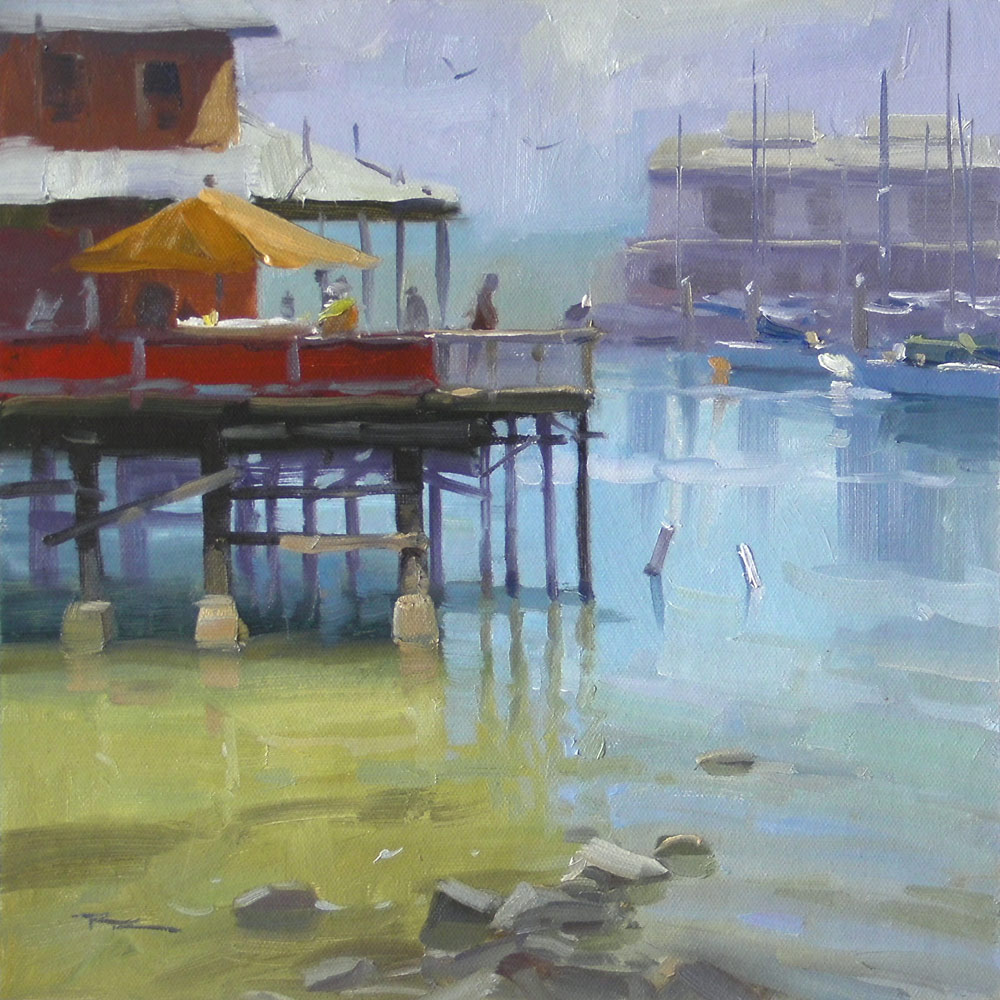 "Fisherman's Wharf" 12x12" Oil on Canvas by Richard Robinson