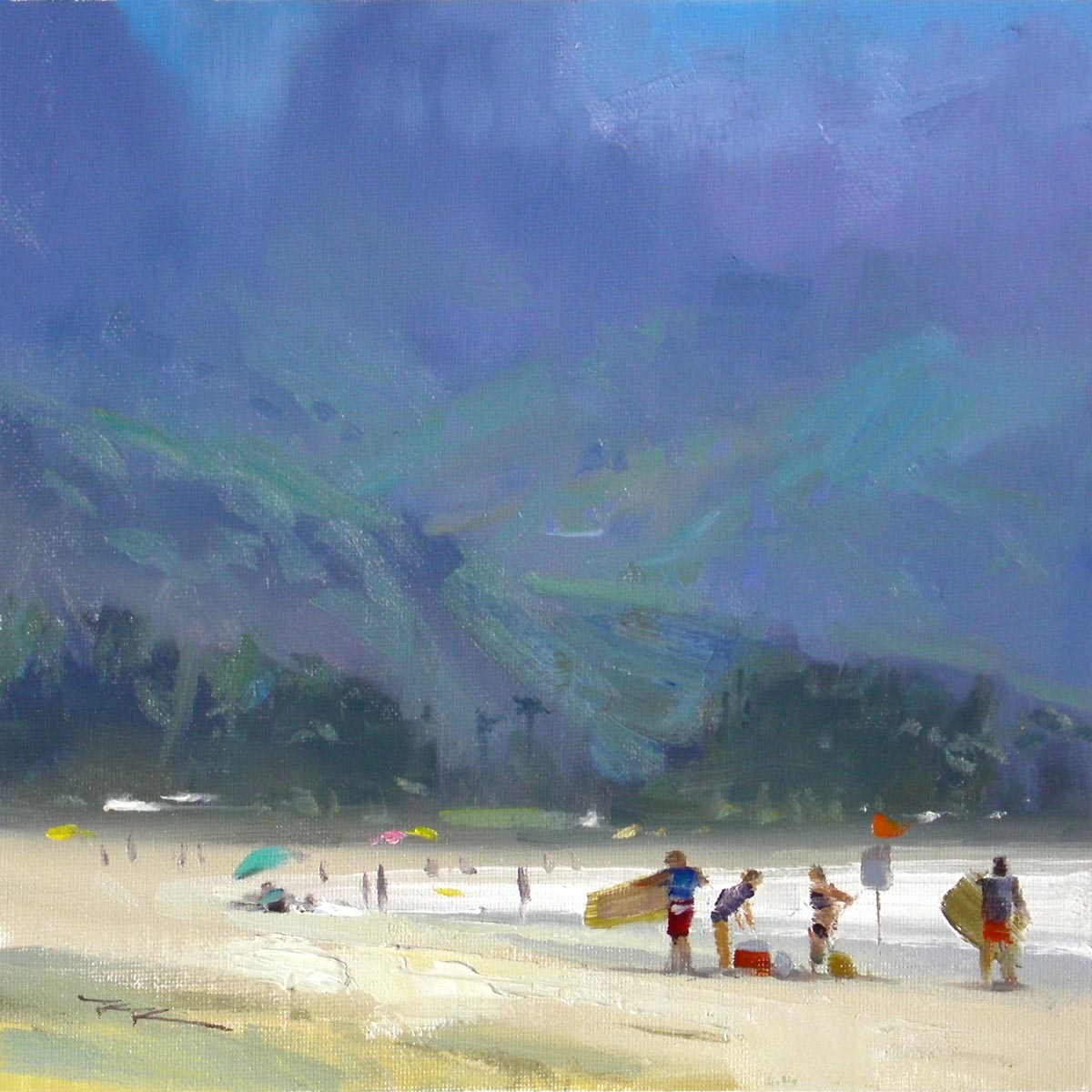 "Hanalei Bay" 11x11" Oil on Canvas by Richard Robinson