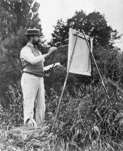 Sargent painting outdoors, en plein air.