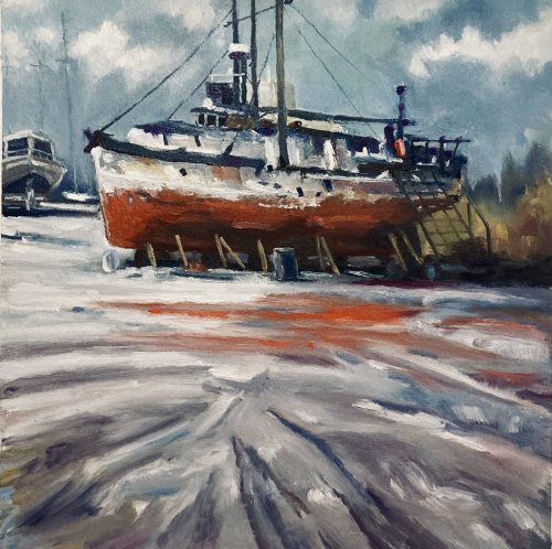 Boat Repairs Oil on oil paper
